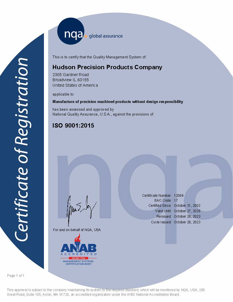 ISO 9001 2015 Cert Valid to 2026